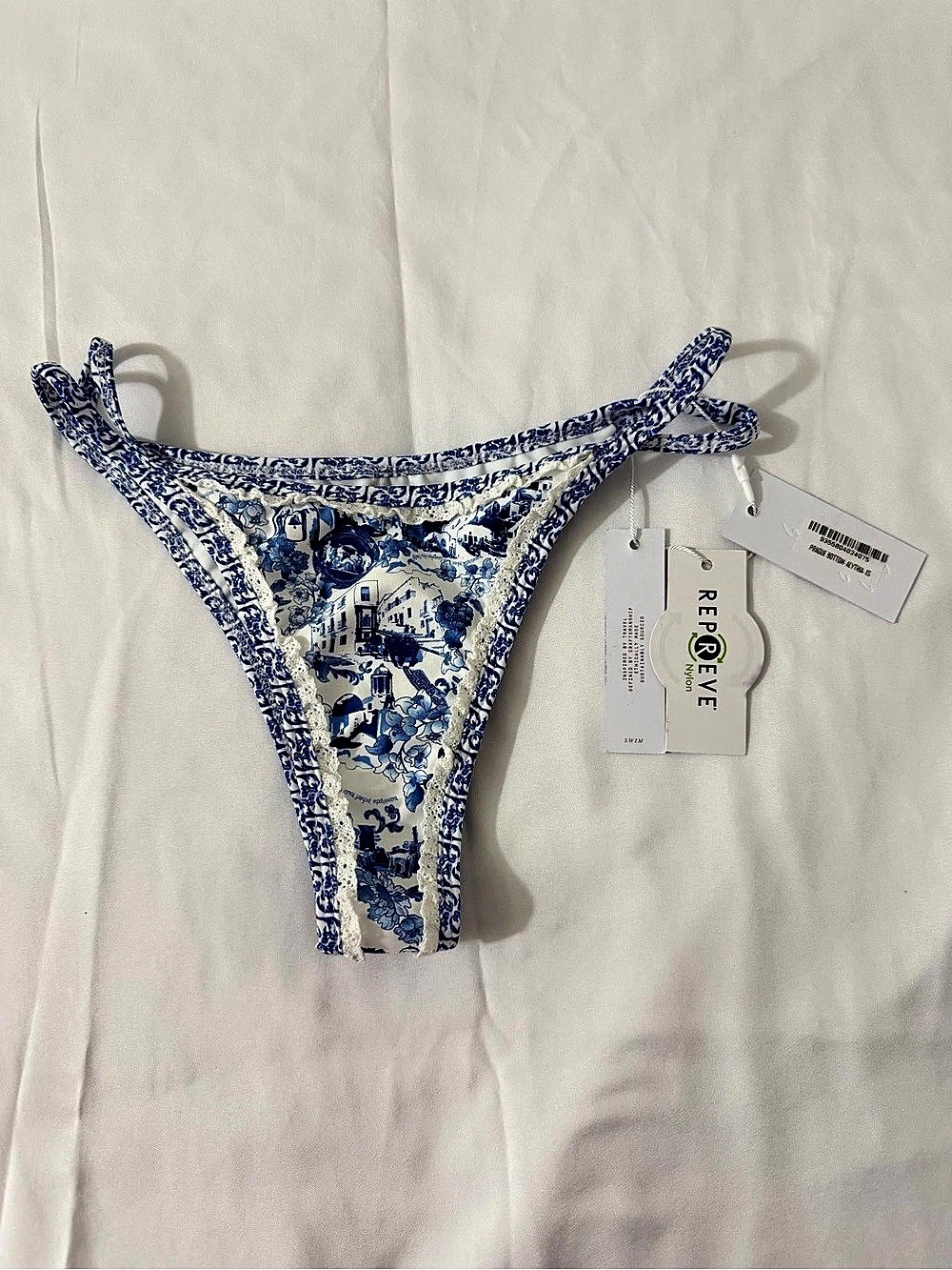 Bydee Blue & White Printed Bikini Bottom NWT